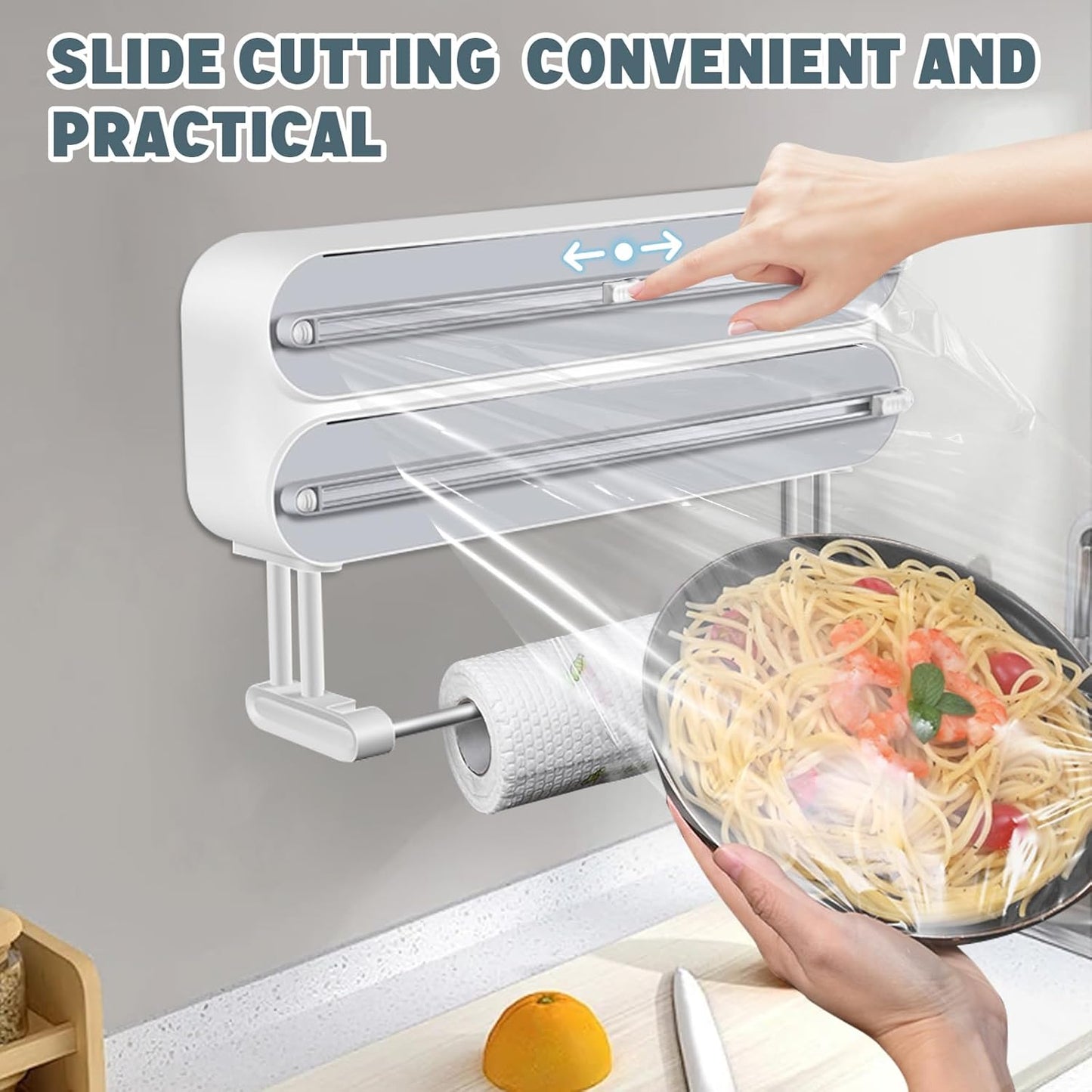 3-in-1 Magnetic Plastic Wrap & Foil Dispenser with Cutter