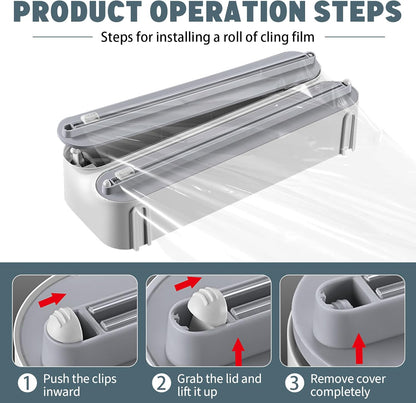 3-in-1 Magnetic Plastic Wrap & Foil Dispenser with Cutter