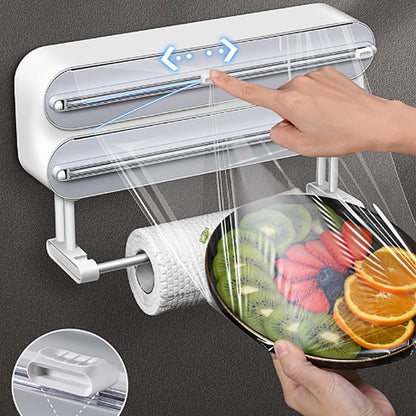 3-in-1 Magnetic Plastic Wrap & Foil Dispenser with Cutter